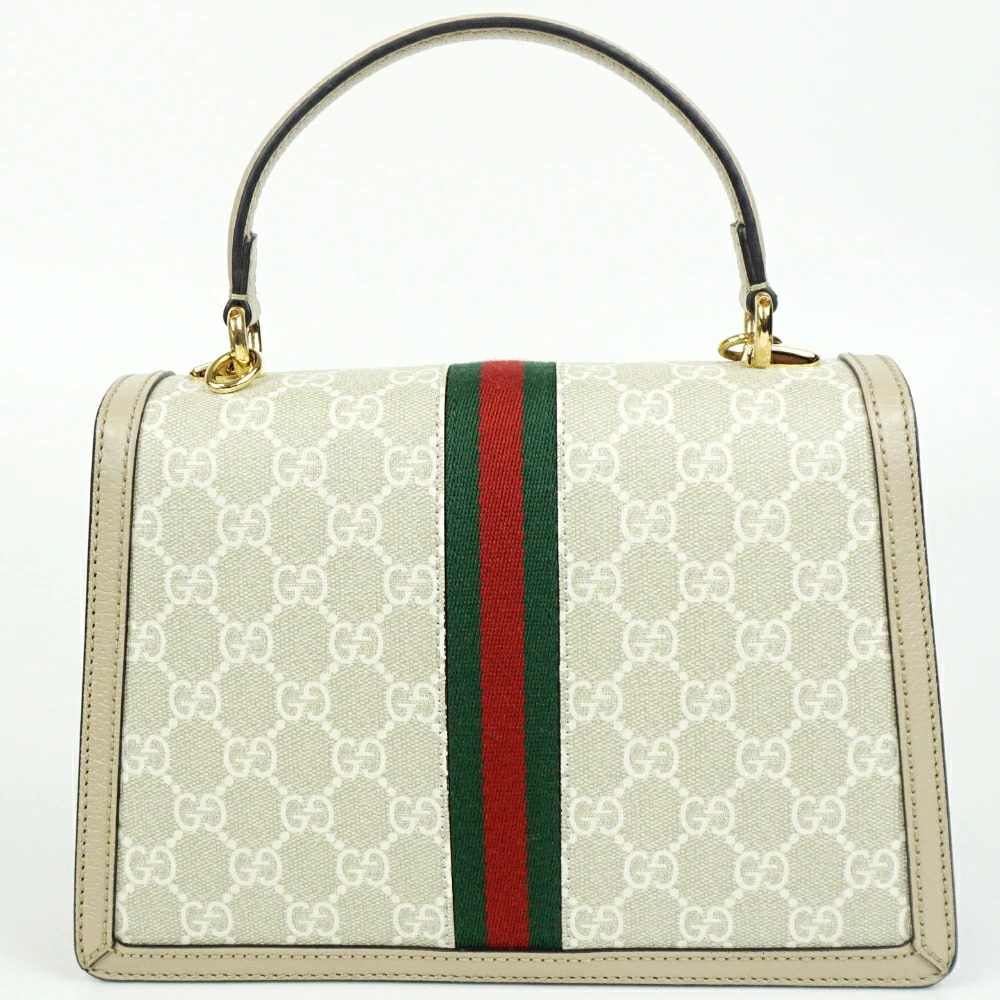 Gucci Ophidia Top Handle Bag Beige Cream Brown GG Handbag Shoulder Crossbody